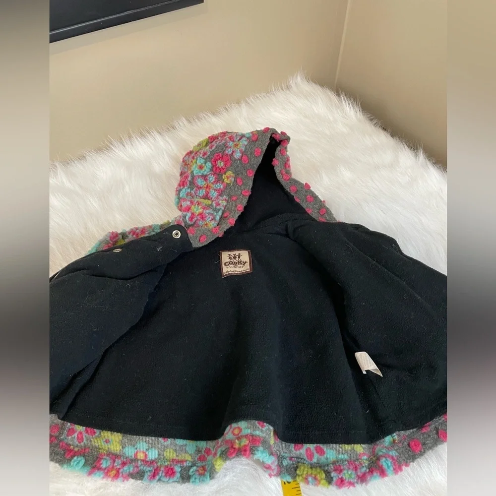 Corky & Company wool blend Floral Patterned hooded girls swing coat
